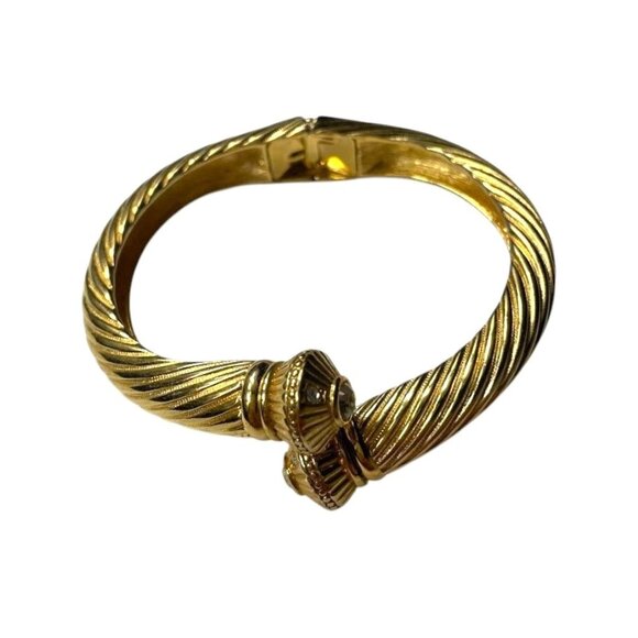 Vintage Joan Rivers gold-tone hinged bangle bracelet with crystal rhinestones 19 - Picture 10 of 10